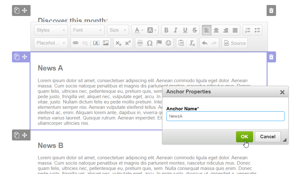 Anchor properties (Anchor name)