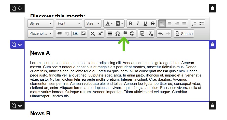 Select the flag icon (anchor)